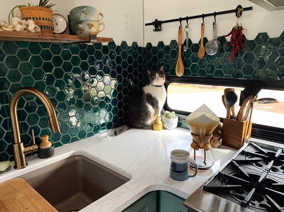 Adding a backsplash to your RV kitchen makes the space so much more homey.