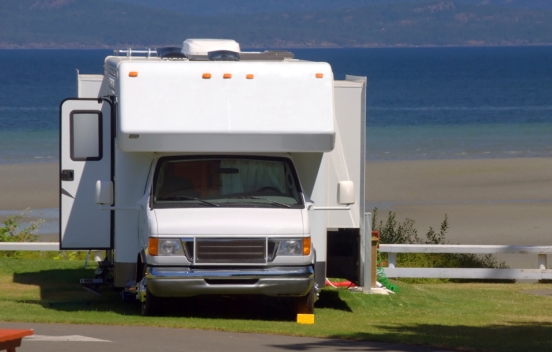 Check hydraulic slideout fluid levels as part of RV maintenance.