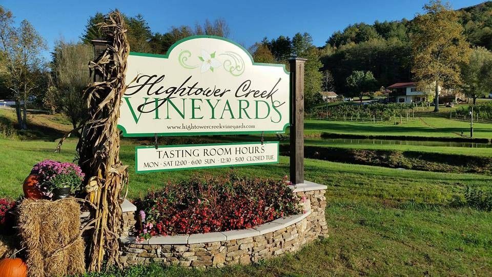 The business sign for Hightower Creek Vineyards in Georgia.