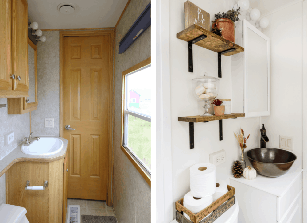Open shelving in an RV is excellent for those who don't travel often.