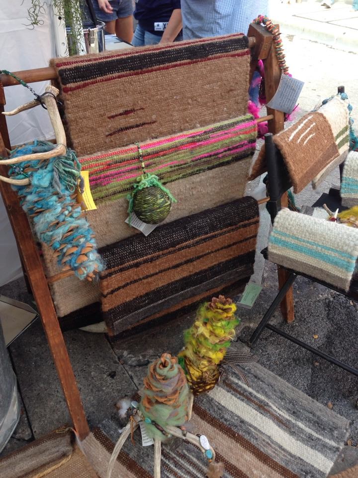 Legendary Alpacas of Texas has an alpaca fiber product shop, well-stocked with rugs.